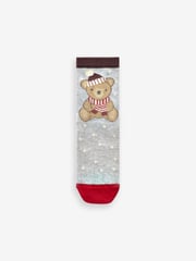 Neutral/Grey Cotton Rich Christmas Character Ankle Socks 3 Pack - Image 3 of 4