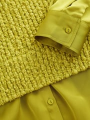 Lime Green Sleeveless Satin Shirt Layer Knitted Vest Jumper - Image 7 of 7