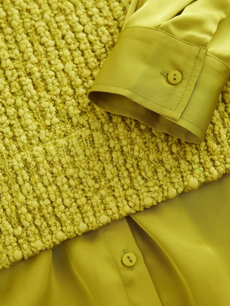 Lime Green Sleeveless Satin Shirt Layer Knitted Vest Jumper - Image 7 of 7