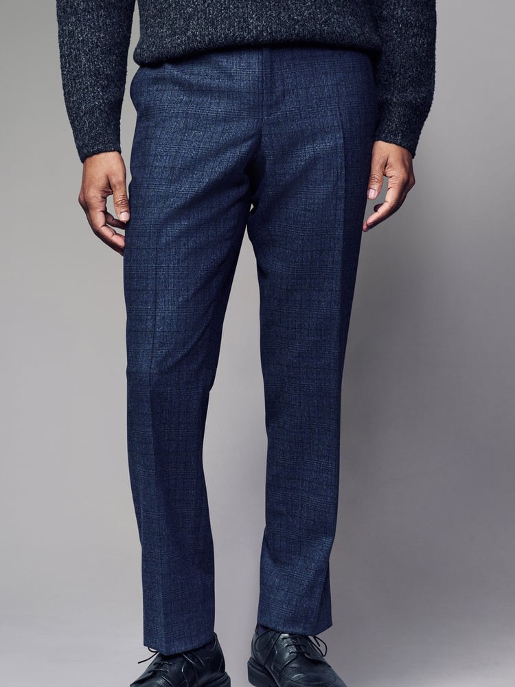 Blue Nova Fides Slim Fit Brushed Check Suit Trousers - Image 1 of 10