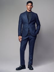 Blue Nova Fides Slim Fit Brushed Check Suit Trousers - Image 2 of 10