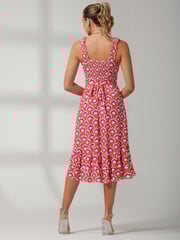 Jolie Moi Orange Floral Printed Midi Sundress - Image 2 of 6