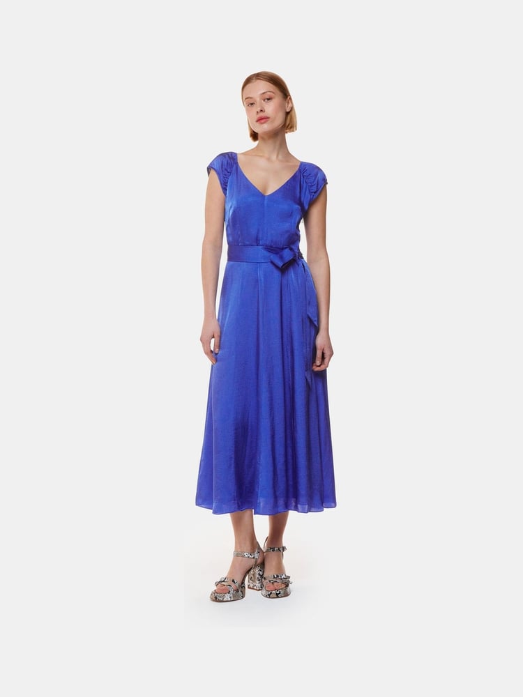 Whistles Petite Cobalt Blue Arie Twist Front Dress - Image 1 of 5