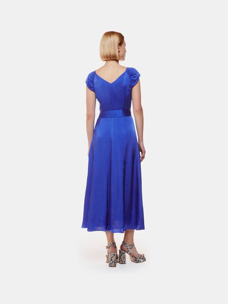 Whistles Petite Cobalt Blue Arie Twist Front Dress - Image 2 of 5