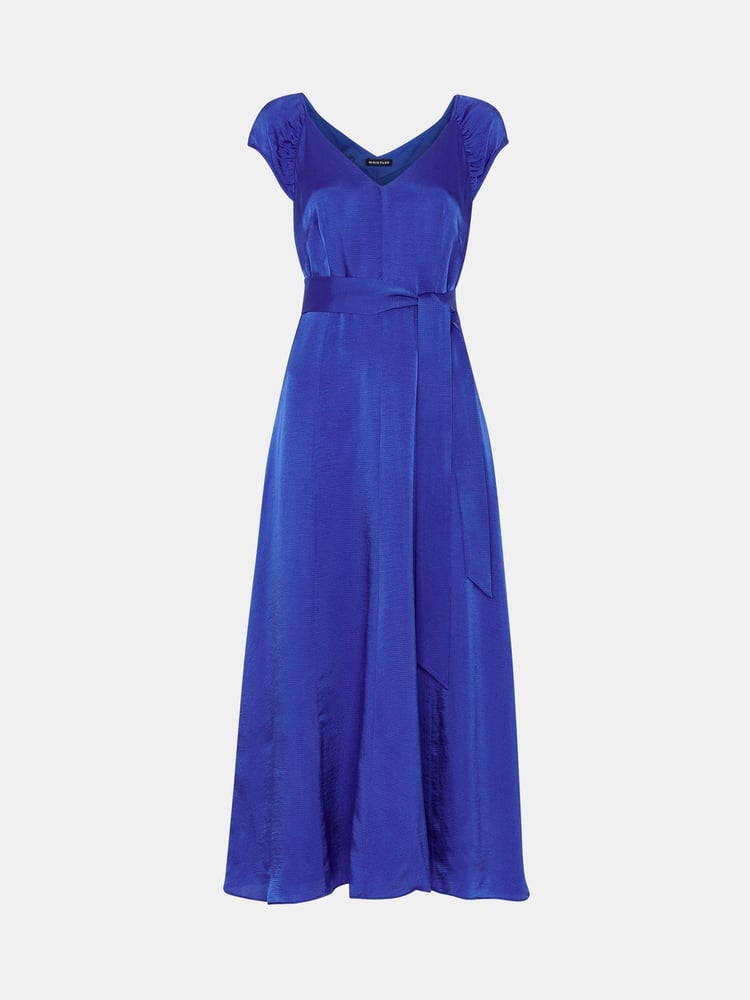 Whistles Petite Cobalt Blue Arie Twist Front Dress - Image 5 of 5