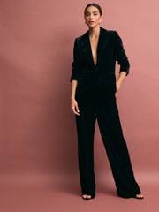 Black Tailored Velvet Single Breasted Blazer - Image 2 of 4