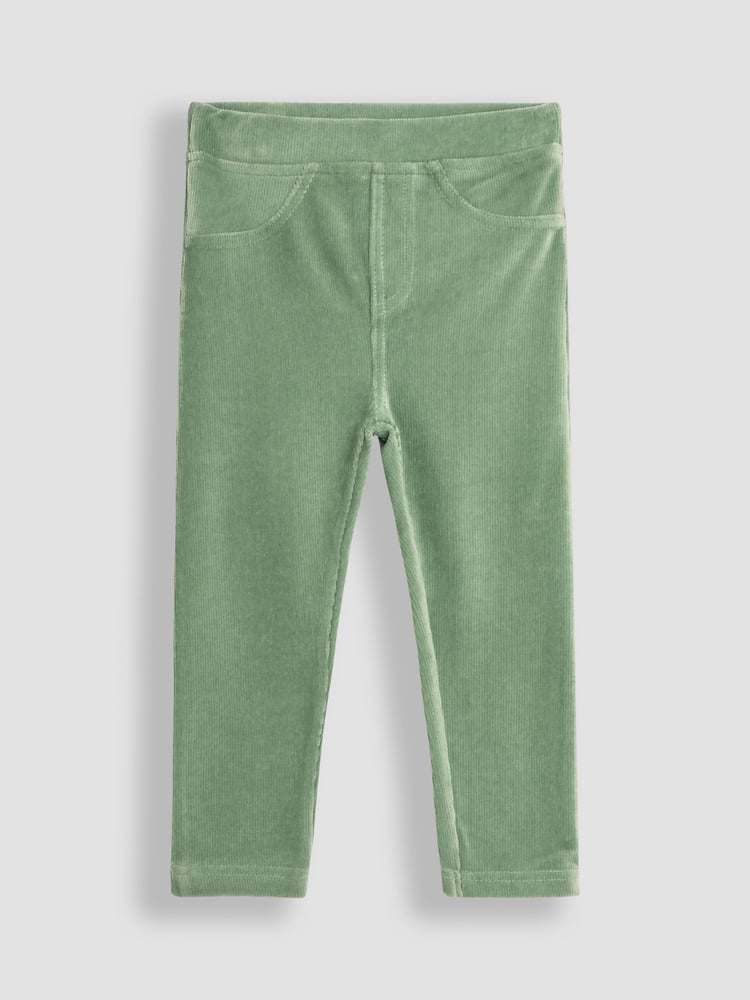 JoJo Maman Bébé Green & Fawn Brown 2-Pack Jersey Cord Jeggings - Image 2 of 7