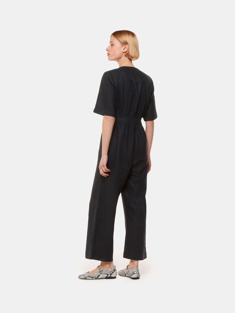 Whistles Black Linen Cosima Jumpsuit - Image 2 of 5