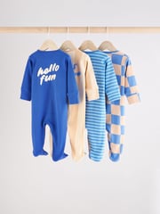 Blue Baby Zipped Sleepsuits 4 Pack (0mths-2yrs) - Image 2 of 14