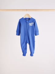 Blue Baby Zipped Sleepsuits 4 Pack (0mths-2yrs) - Image 3 of 14