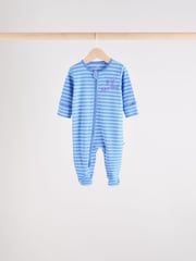 Blue Baby Zipped Sleepsuits 4 Pack (0mths-2yrs) - Image 4 of 14