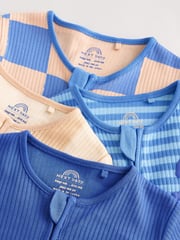 Blue Baby Zipped Sleepsuits 4 Pack (0mths-2yrs) - Image 9 of 14