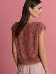 Pink Short Sleeve Fluffy Top - Image 3 of 7