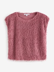 Pink Short Sleeve Fluffy Top - Image 5 of 7