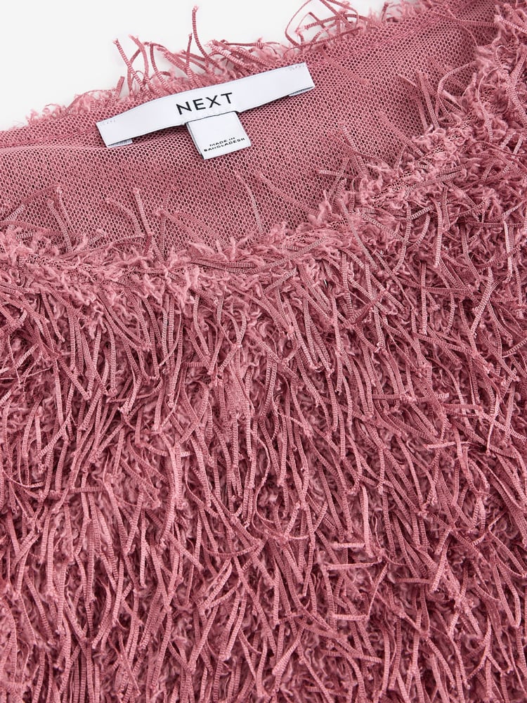Pink Short Sleeve Fluffy Top - Image 7 of 7