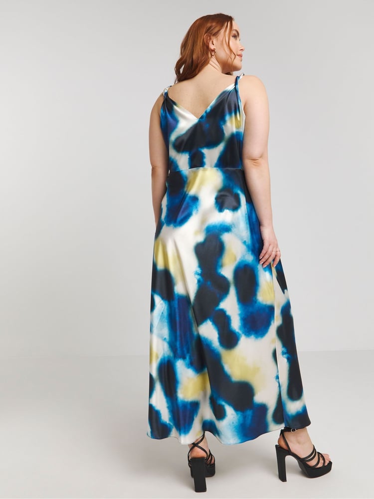 Simply Be Blue Satin Cami Slip Dress - Image 2 of 4