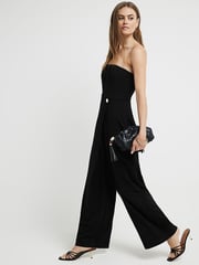 River Island Black Bandeau Wrap Jumpsuit - Image 3 of 5