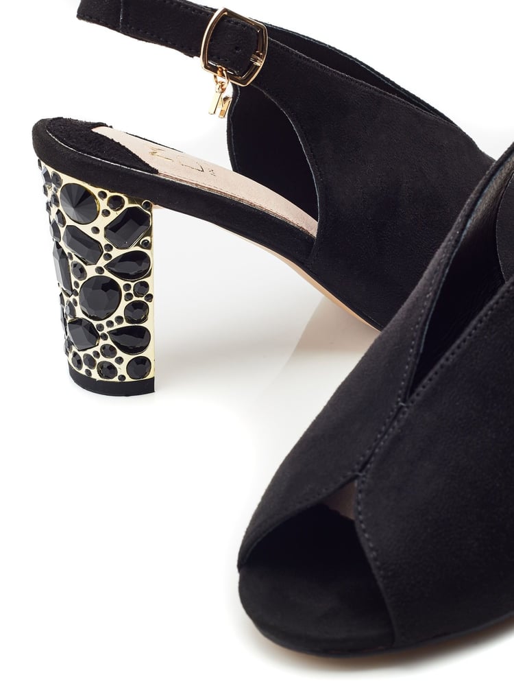 Moda In Pelle Melonia Peep Toe Jewelled Heel Sandals - Image 4 of 4