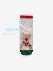 Red/Navy Cotton Rich Christmas Character Ankle Socks 3 Pack - Image 2 of 5