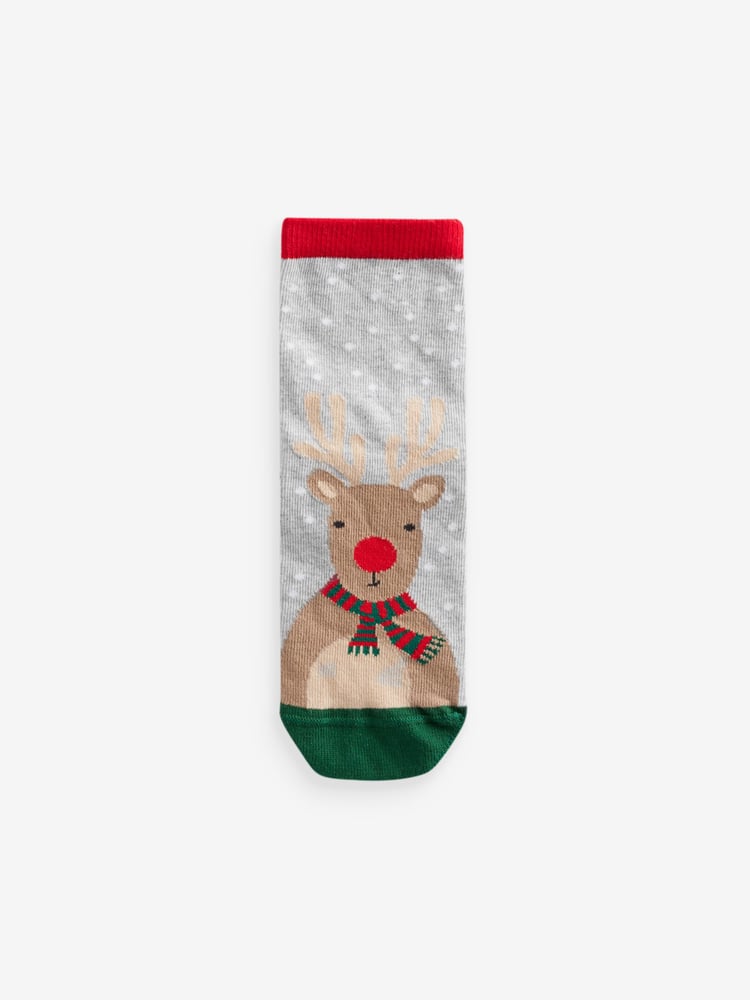 Red/Navy Cotton Rich Christmas Character Ankle Socks 3 Pack - Image 2 of 5