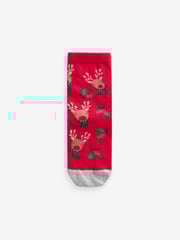 Red/Navy Cotton Rich Christmas Character Ankle Socks 3 Pack - Image 3 of 5