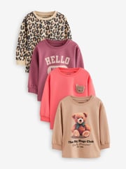 Pink 100% Cotton Long Sleeve Tops 4 Pack (3mths-7yrs) - Image 1 of 8