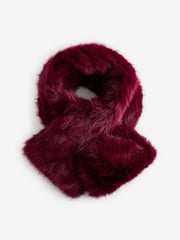 Burgundy Red Faux Fur Scarf - Image 4 of 6
