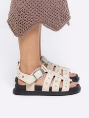 River Island Ecru Studded Fisherman Flatform Sandals - Image 1 of 6
