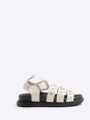 River Island Ecru Studded Fisherman Flatform Sandals - Image 2 of 6