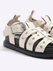 River Island Ecru Studded Fisherman Flatform Sandals - Image 5 of 6