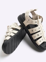 River Island Ecru Studded Fisherman Flatform Sandals - Image 6 of 6