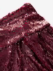 Burgundy Red Long Sleeve Sequin Bardot Mini Dress - Image 7 of 8