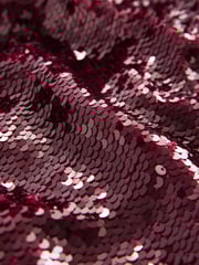 Burgundy Red Long Sleeve Sequin Bardot Mini Dress - Image 8 of 8