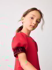 Baker by Ted Baker Red Embossed Mesh Trim Scuba Dress - Image 4 of 8
