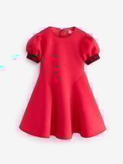 Baker by Ted Baker Red Embossed Mesh Trim Scuba Dress - Image 5 of 8