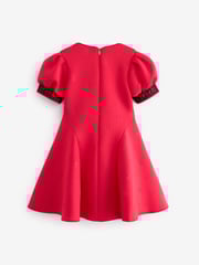Baker by Ted Baker Red Embossed Mesh Trim Scuba Dress - Image 6 of 8