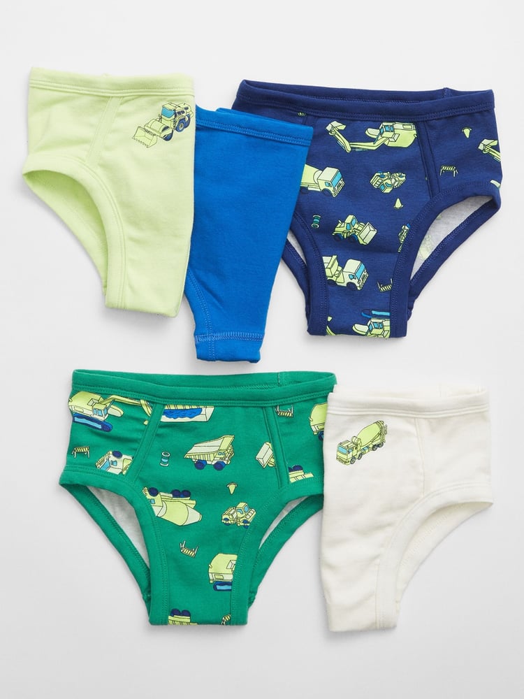 Gap Green Print 5 Pack Cotton Stretch Briefs (2-5yrs) - Image 1 of 1 Gap Green Print 5 Pack Cotton Stretch Briefs (2-5yrs) - Image 1 of 1