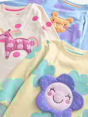 Pastel Cat/ Unicorn/ Flower Long Sleeve Snuggle Pyjamas 3 Pack (9mths-16yrs) - Image 11 of 11
