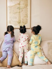 Pastel Cat/ Unicorn/ Flower Long Sleeve Snuggle Pyjamas 3 Pack (9mths-16yrs) - Image 2 of 11