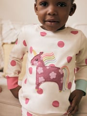 Pastel Cat/ Unicorn/ Flower Long Sleeve Snuggle Pyjamas 3 Pack (9mths-16yrs) - Image 4 of 11