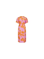 VILA Pink Flutter Sleeve Wrap Dress - Image 3 of 3