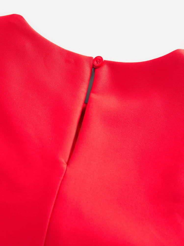 Red Scuba Bow Occasion Dress (1.5-16yrs) - Image 7 of 7