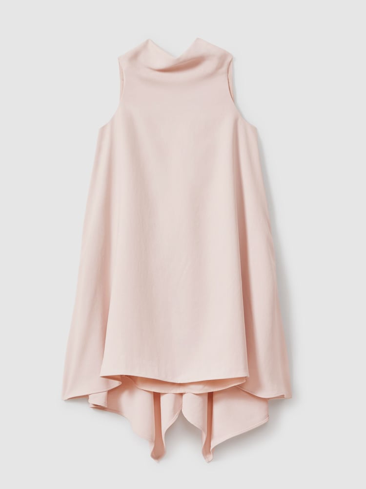 Reiss Nude Shauna High-Neck Drape Back Mini Dress - Image 2 of 6