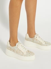 Dune London Cream Episode Flatform Sole Trainers - Image 1 of 5