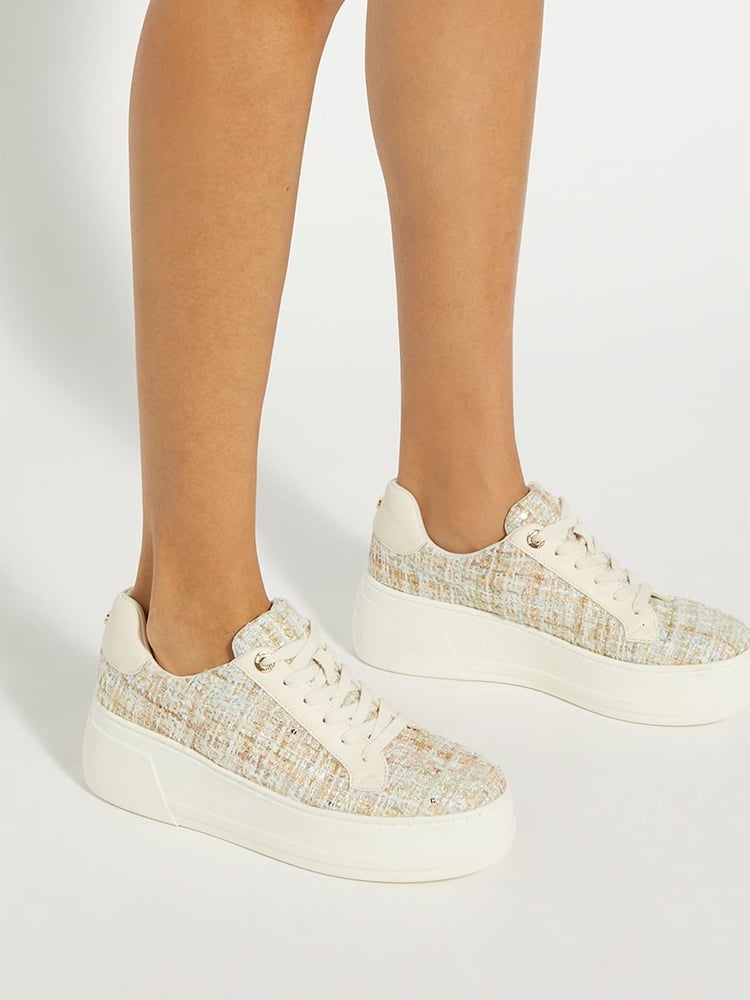 Dune London Cream Episode Flatform Sole Trainers - Image 1 of 5