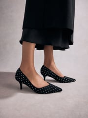 Black Tabitha Simmons Lola Leather Studded Point Heels - Image 1 of 11
