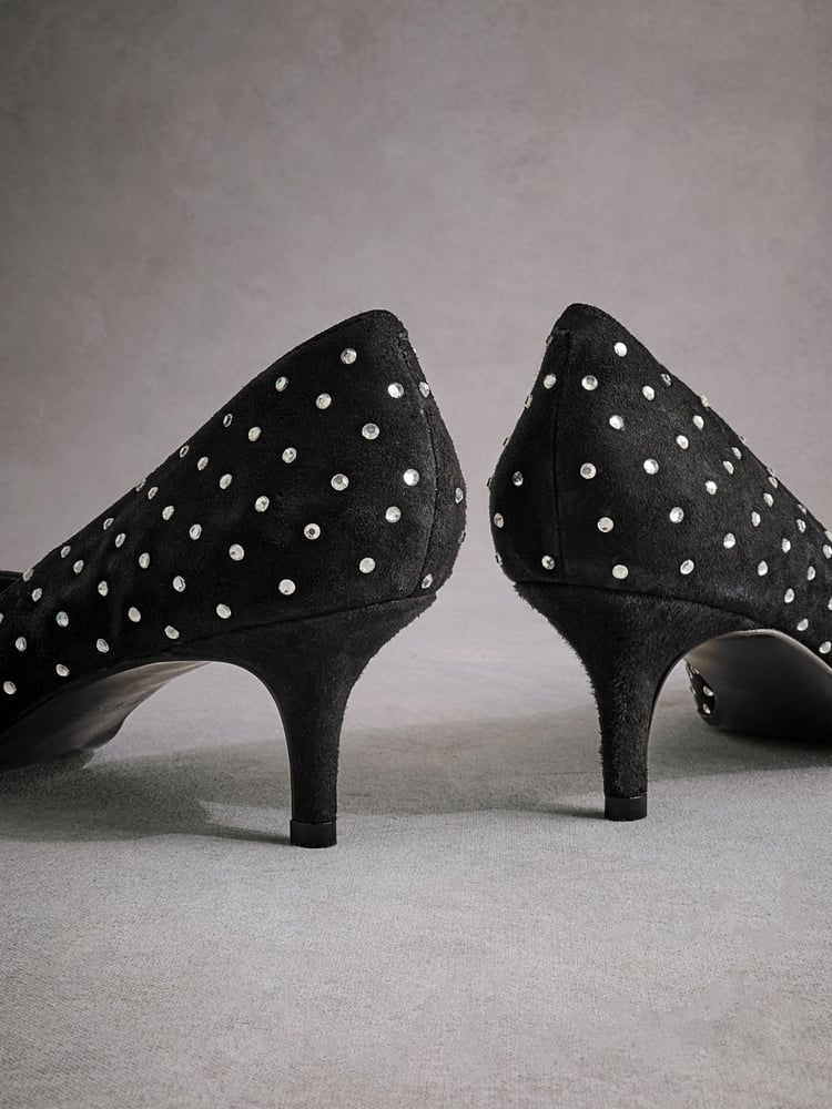 Black Tabitha Simmons Lola Leather Studded Point Heels - Image 11 of 11