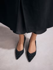 Black Tabitha Simmons Lola Leather Studded Point Heels - Image 2 of 11