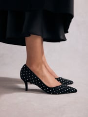 Black Tabitha Simmons Lola Leather Studded Point Heels - Image 4 of 11