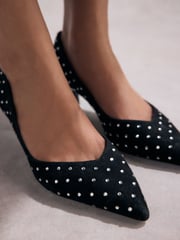 Black Tabitha Simmons Lola Leather Studded Point Heels - Image 6 of 11